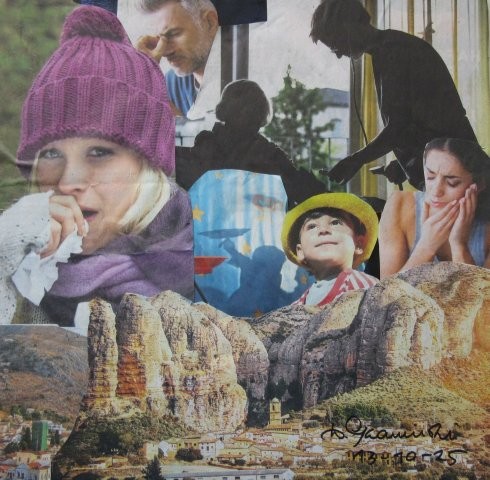 Bildcollage, Menswchen mit Schnupfen